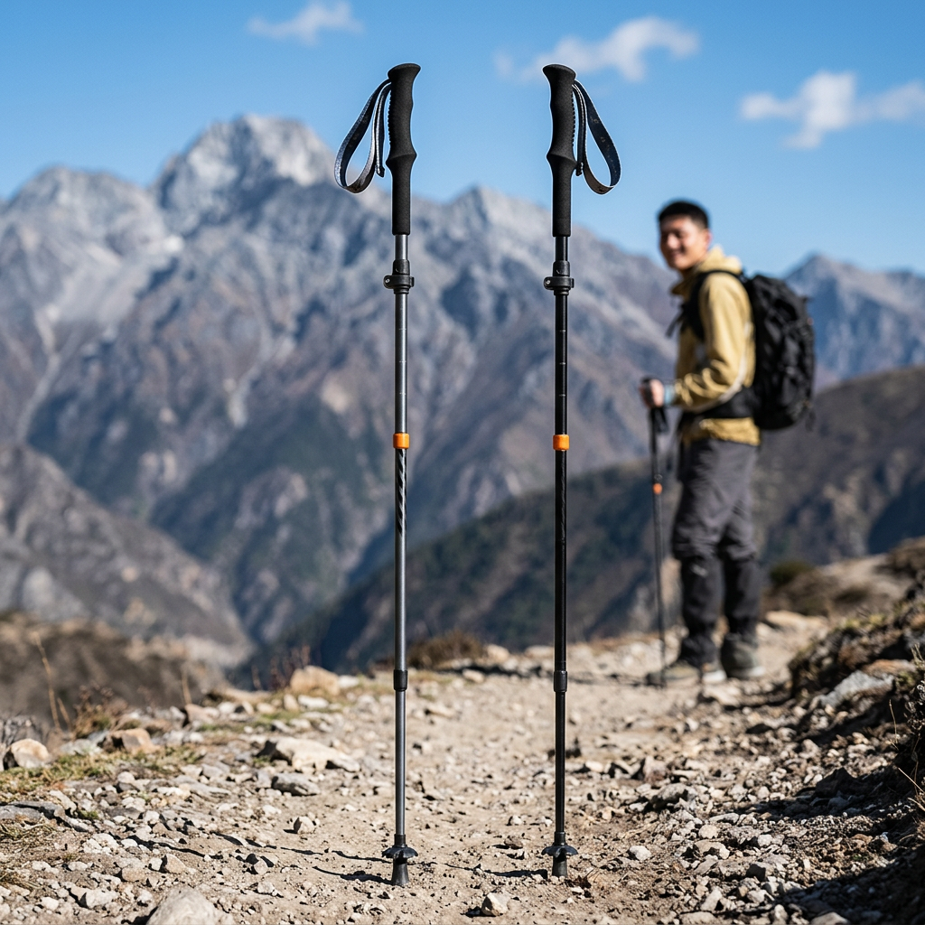 Alpine Fold Trekking Poles on a mountain trail