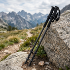 Ultralight Z-Fold Trekking Poles on an alpine trail