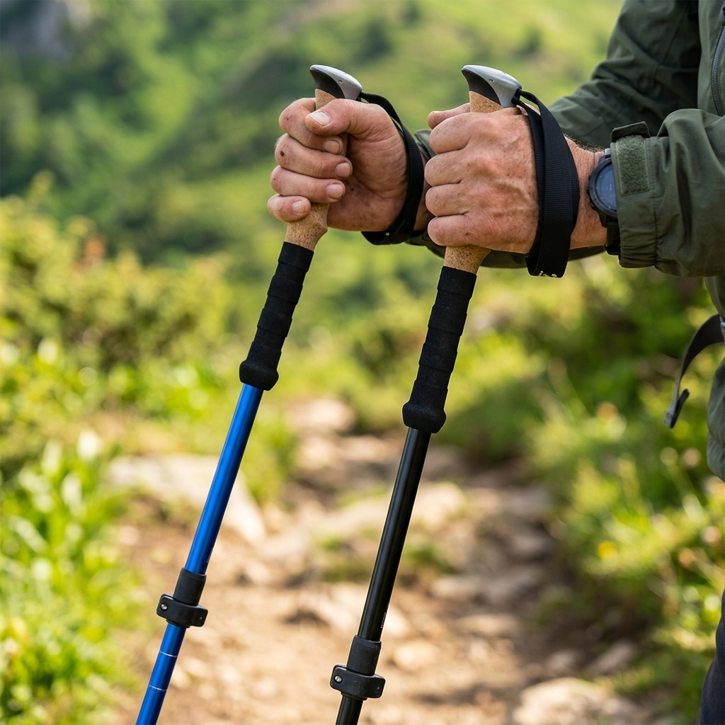 Summit Lock Trekking Poles in use on a mountain path