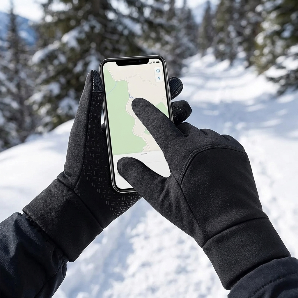 Frost Guard Touch Gloves using a phone
