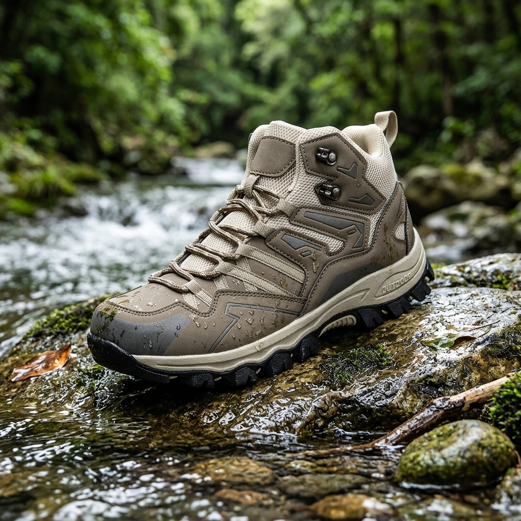 Drift Waterproof Hiking Shoe on a wet rock