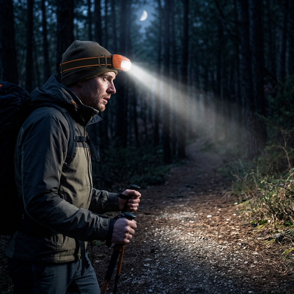 Nightscout LED Headlamp on a night trail