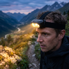 Trailbeam Rechargeable Headlamp worn at dusk