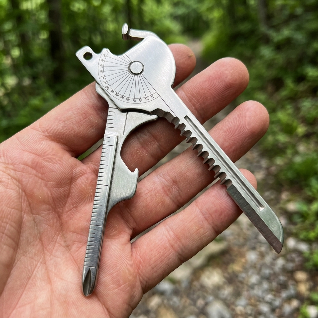 Trailhand Multitool held on a trail