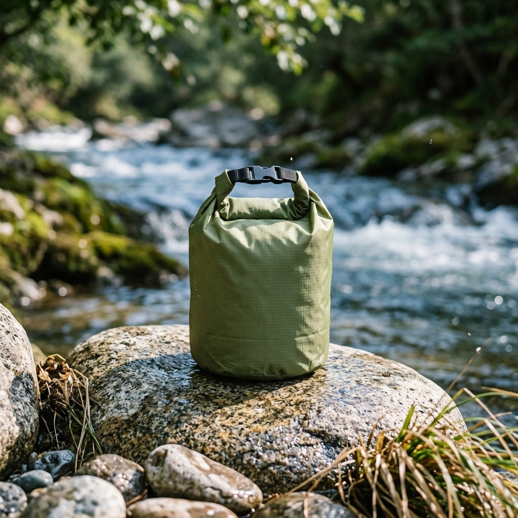 Rapids Dry Bag by a river