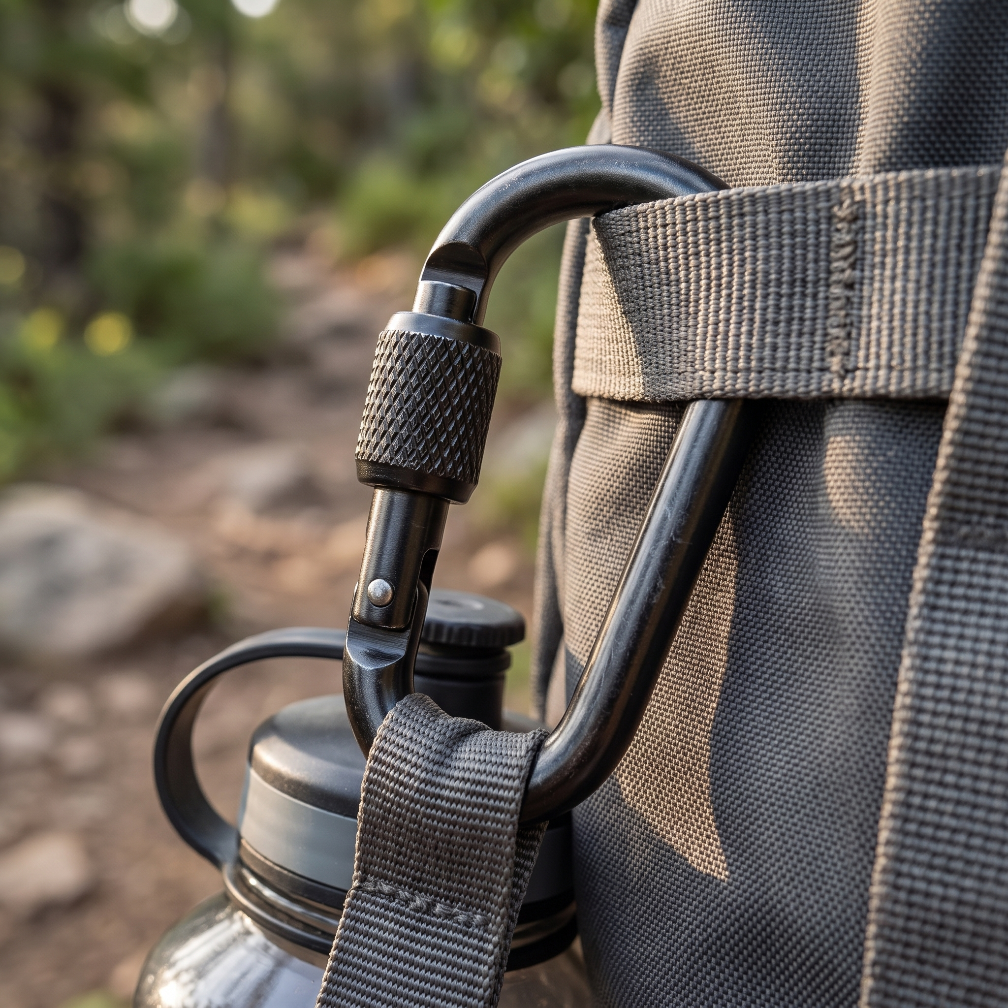 Summit Locking Carabiner clipped to a pack