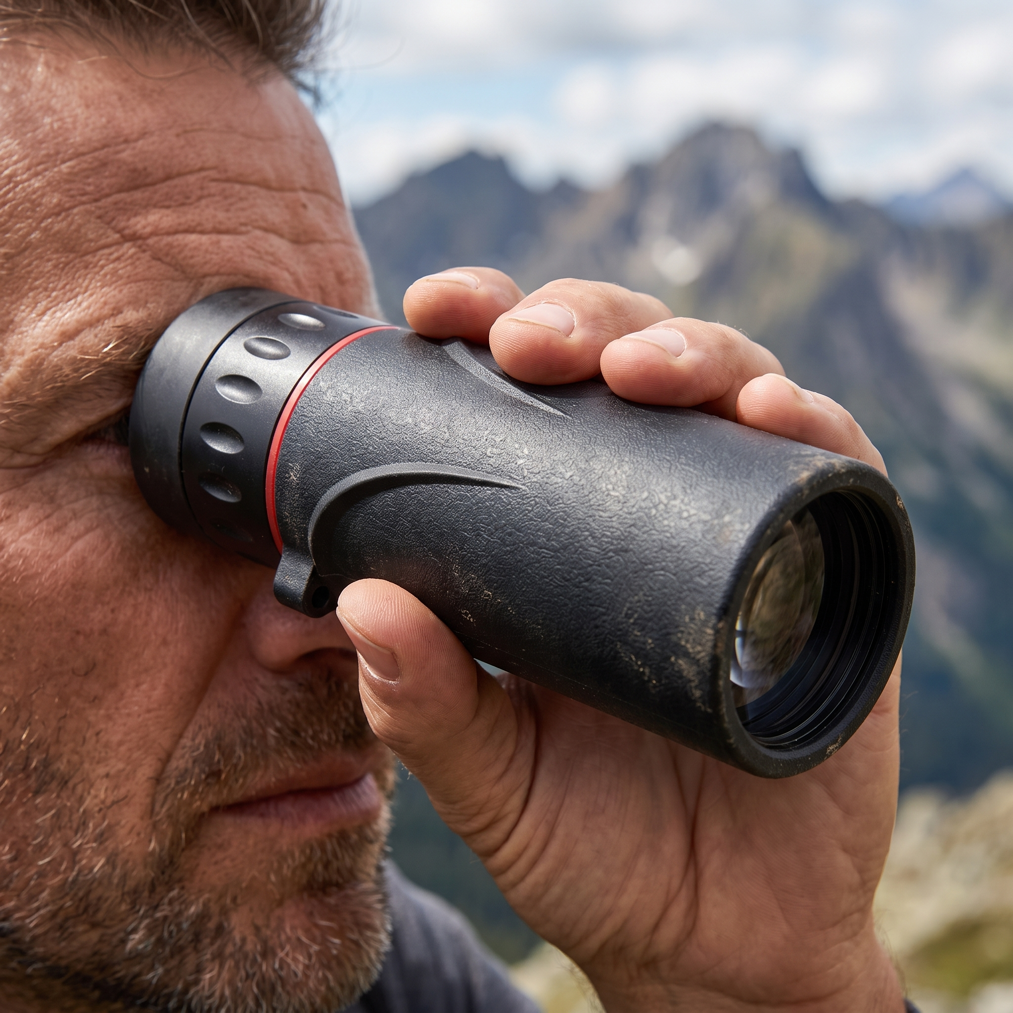 Vista HD Zoom Monocular in use scanning a vista