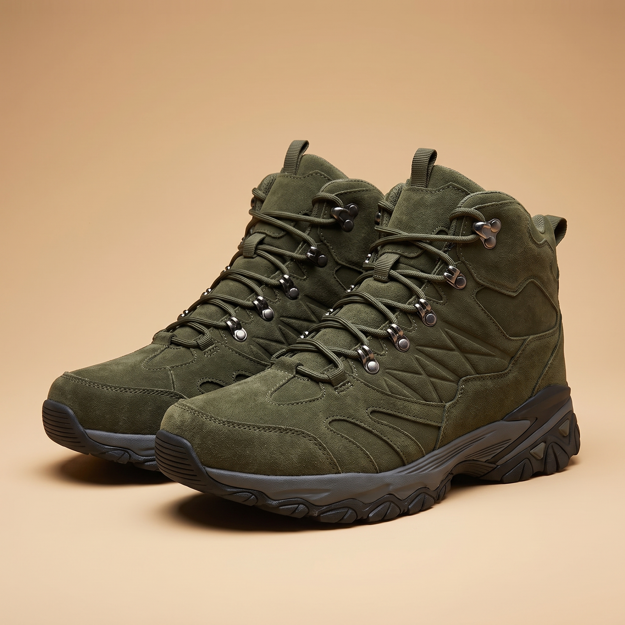 Sentinel Suede High-Top Winter Boots in Olive Green