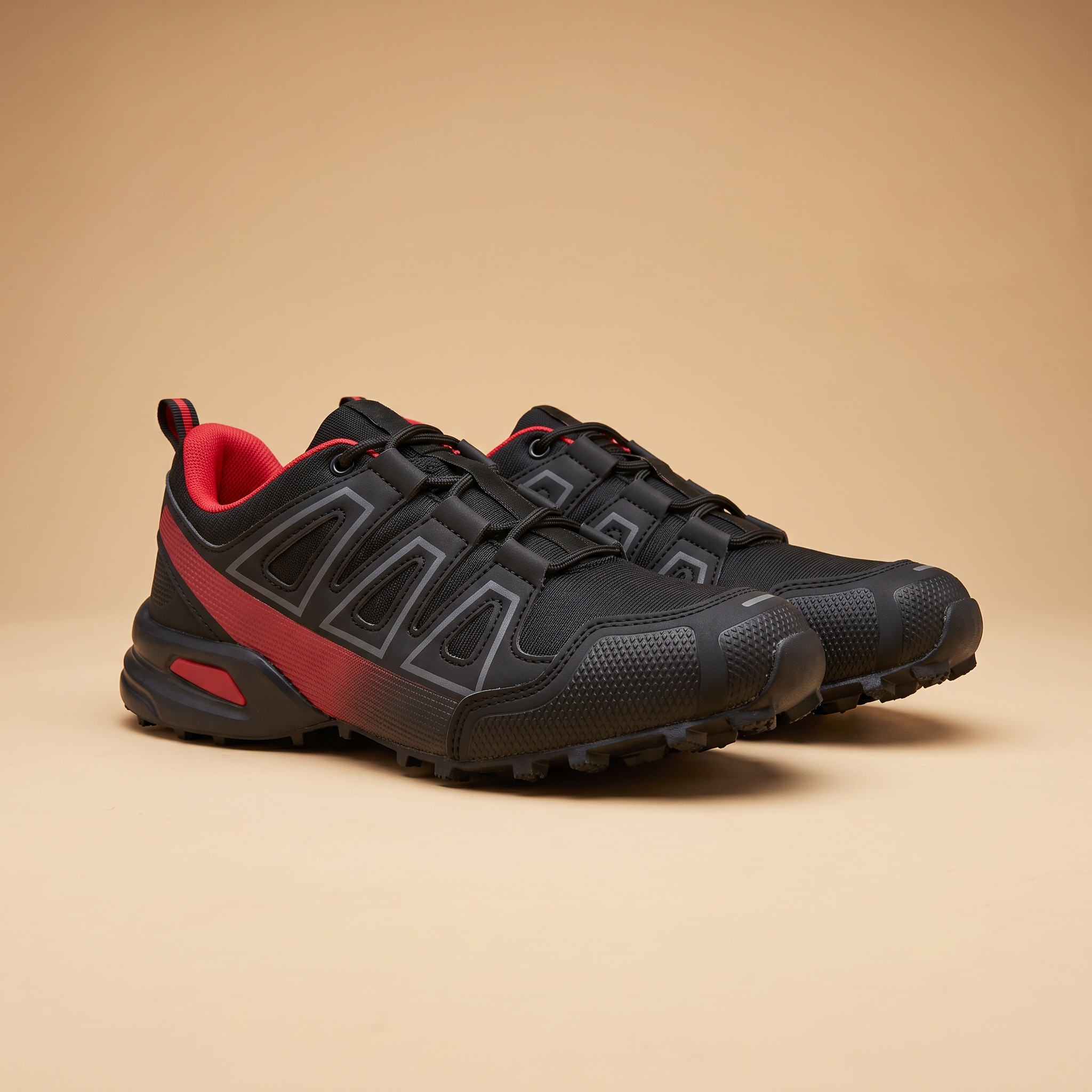 Torrent Waterproof Leather Hiking Shoes in Black Red