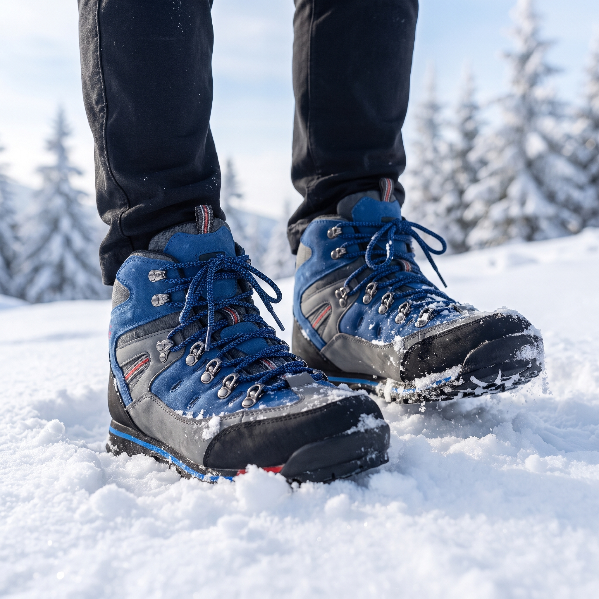 Alpine Snow Hiking Sneakers worn in fresh snow