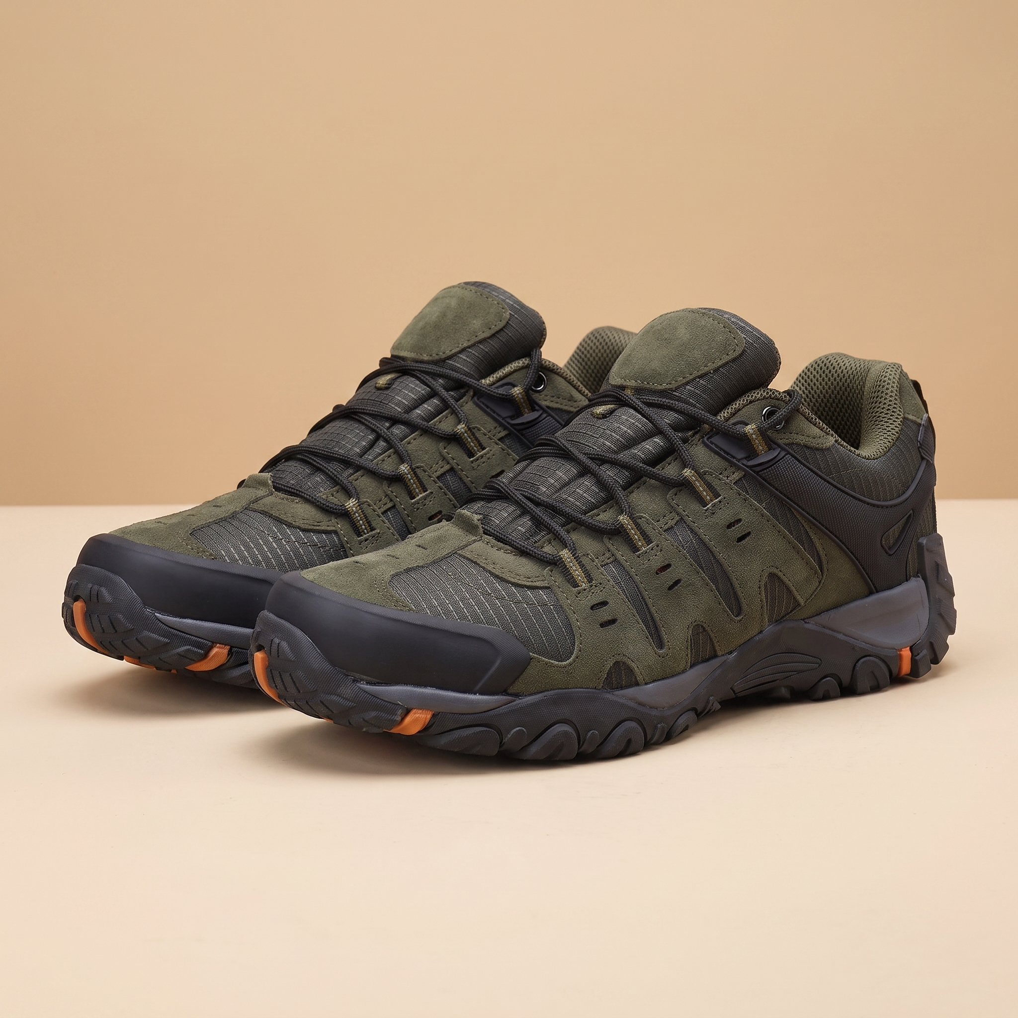 Bedrock Suede Trail Hiking Shoes in Olive Green