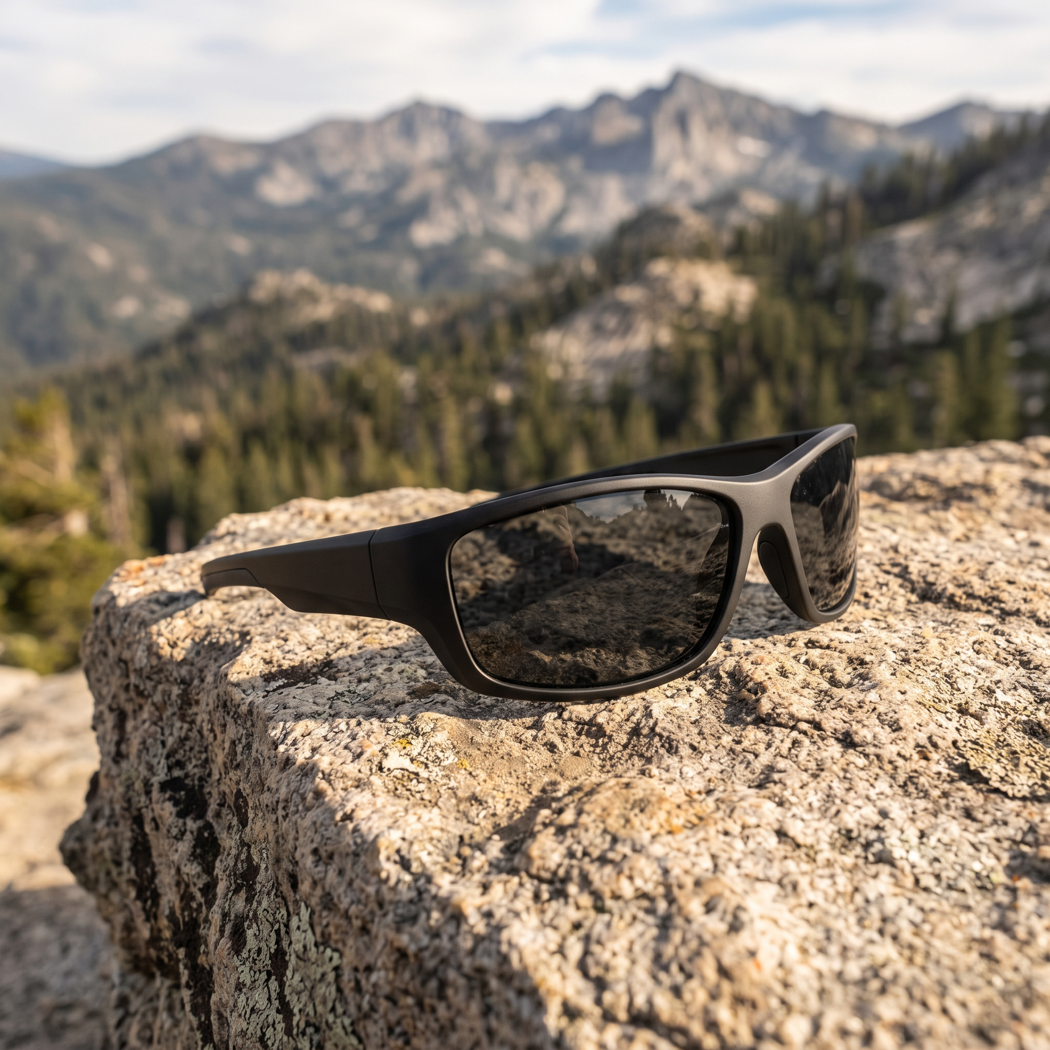 Summit Sport sunglasses on a sunlit rock ledge