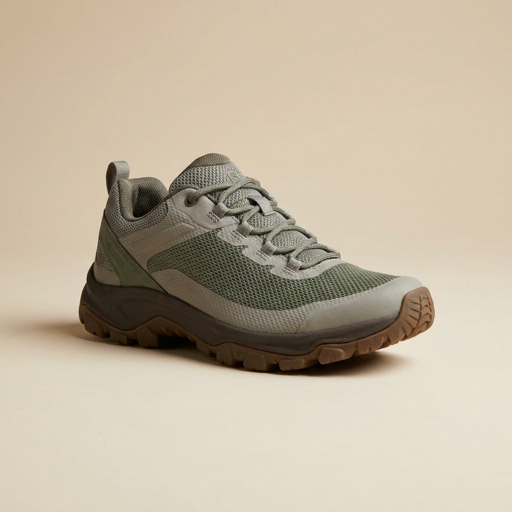 Trail Low Hiking Shoe in stone grey and moss green